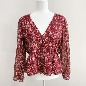 Madewell Floral Button Up Peplum